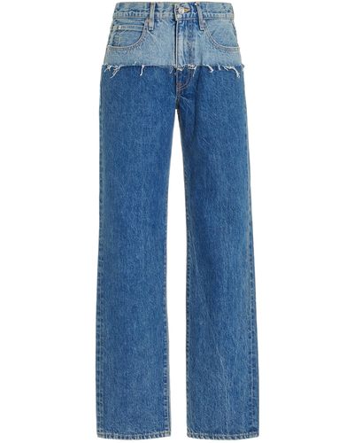 SLVRLAKE Denim Re-work Sophie Rigid Mid-rise Long Straight-leg Jeans - Blue