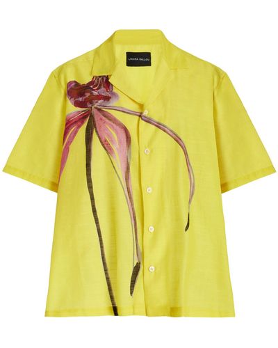 Louisa Ballou Exclusive Weekend Printed Cotton-silk Shirt - Yellow