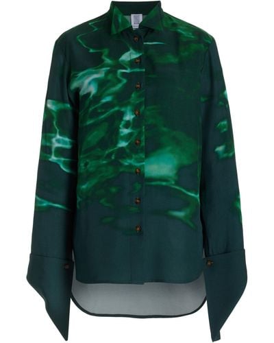 Rosie Assoulin Printed Cotton-silk Button-down Shirt - Green