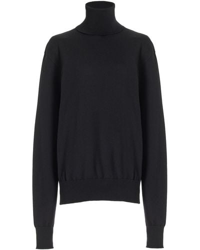 The Row Davos Wool-cashmere Turtleneck Sweater - Black