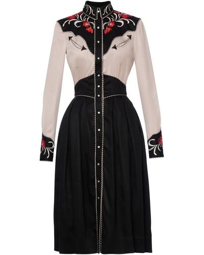 Lena Hoschek Jolene Embroidered Western Midi Dress - Black