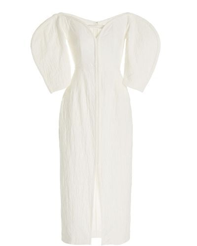 Mara Hoffman Leonara Off-the-shoulder Organic Cotton-linen Midi Dress - White