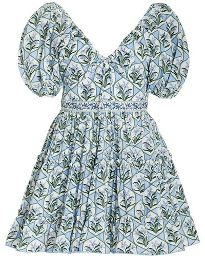 Agua Bendita Manzanilla Cotton Mini Dress - Blue