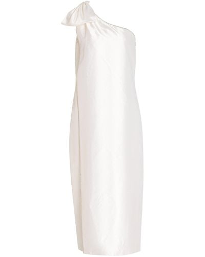 Markarian Exclusive Melia Asymmetric Silk Midi Dress - White