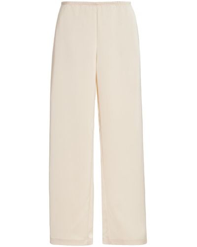 Leset Barb Satin Wide-leg Trousers - White