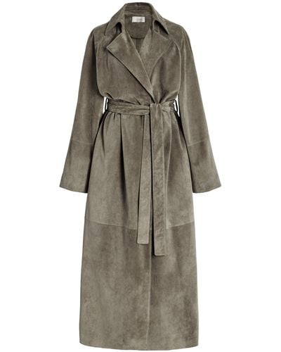 The Row Poseidone Sueded-leather Coat - Brown
