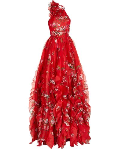 Carolina Herrera Ruffled Floral-print Silk Gown - Multicolor
