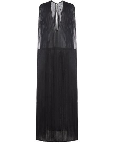 Jil Sander Pleated Silk Maxi Dress - Black