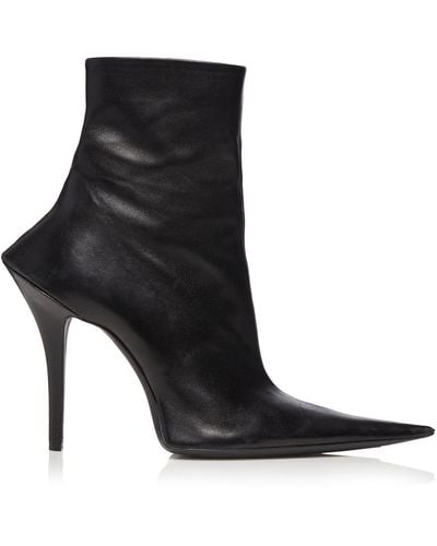 Balenciaga Witch Leather Booties - Black