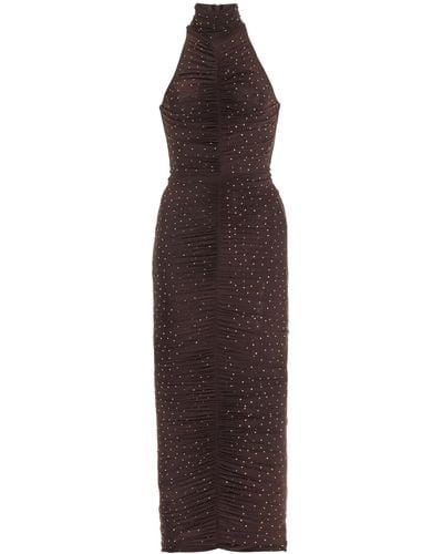 Alex Perry Gabe Crystal-embellished Stretch-jersey Maxi Dress - Brown