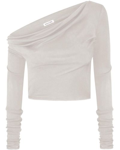 Anna October Novel Draped Cropped Top - White
