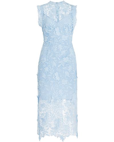 Monique Lhuillier Guipure-lace Midi Dress - Blue