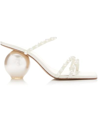Cult Gaia Ilona Pearl-embellished Leather Sandals - White