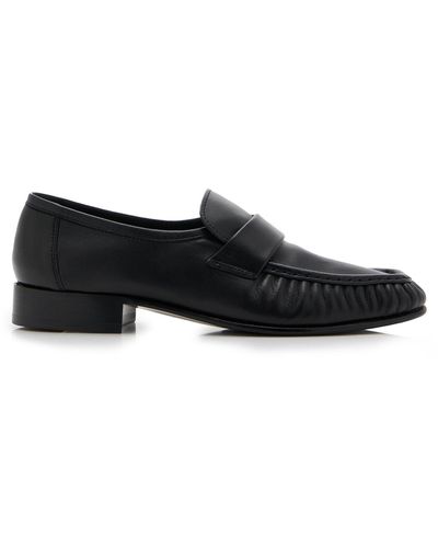 The Row Leather Loafers - Black