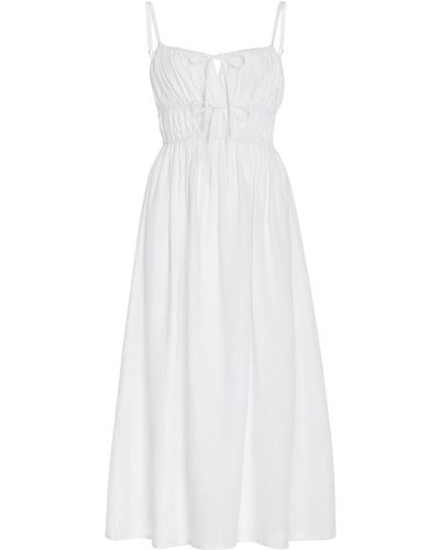 Faithfull The Brand Francesca Linen Midi Dress - White