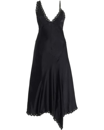 Isabel Marant Ayrich Lace-trimmed Silk Midi Dress - Black
