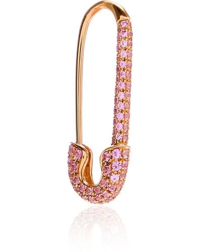 Anita Ko 18k Rose Gold Sapphire Single Safety Pin Earring - Right Side - White
