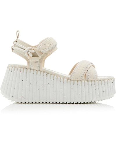 Chloé Nama Suede Platform Sandals - White