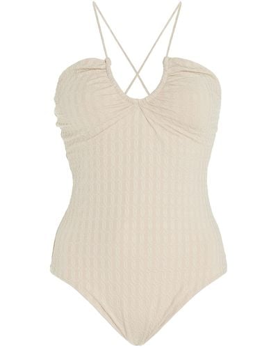 By Malene Birger Gypsea Jacquard Halter One-piece Swimsuit - Natural