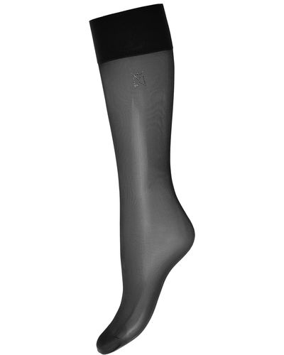 AMINA MUADDI X Wolford Long Crystal-embellished Mesh Logo Socks - Black