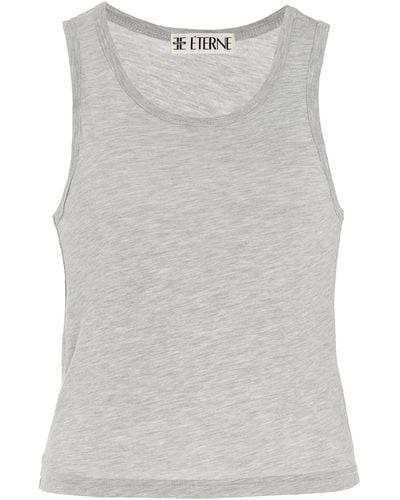 ÉTERNE Fitted Cotton-blend Jersey Tank Top - Grey