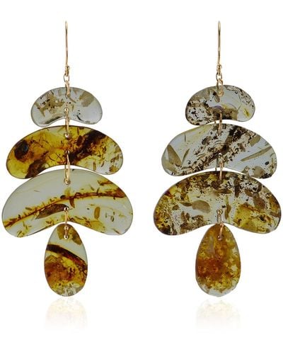 Ten Thousand Things Totem Small 18k Yellow Gold Amber Earrings - Metallic