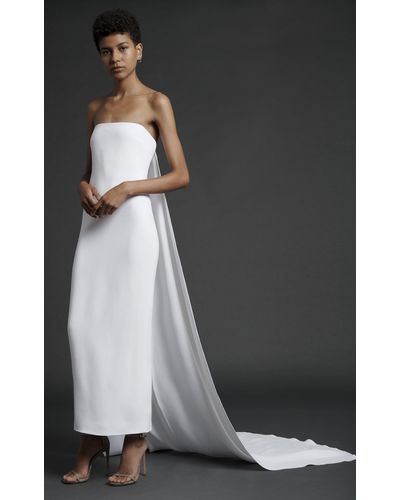 Cushnie Strapless Column Dress With Detachable Train - White