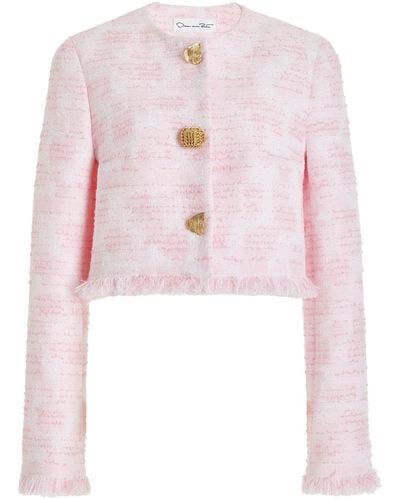 Oscar de la Renta Jewel-buttoned Tweed Jacket - Pink