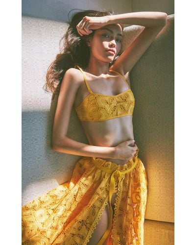 Alexis Dilara Broderie Lace Maxi Skirt - Yellow