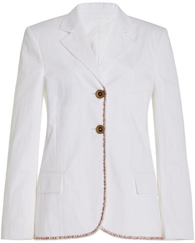 Wales Bonner Truth Embellished Technical Cotton Blazer - White