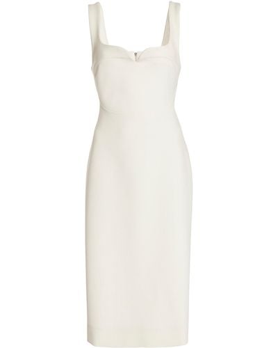 Victoria Beckham Sleeveless Virgin-wool-blend Midi Dress - White