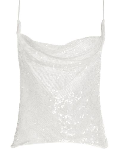 LAPOINTE Sequined Satin Camisole Top - White