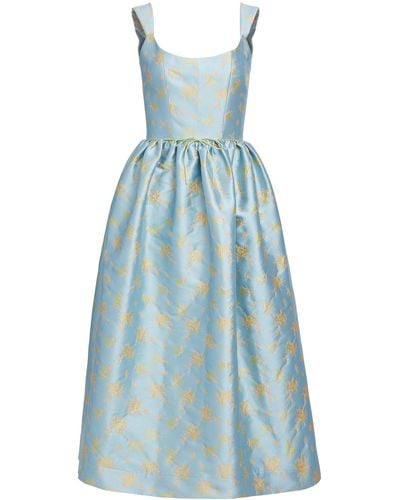 Markarian Apple Floral-brocade Midi Dress - Blue