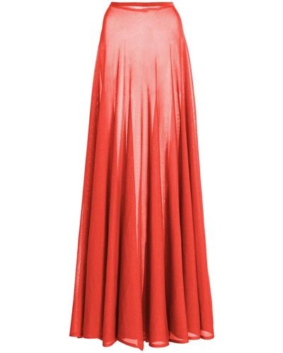 Brandon Maxwell The Lucy Sheer Knit Maxi Skirt - Red