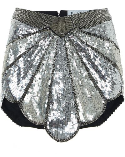 The Attico Shell Sequin-embellished Mini Skirt - Metallic