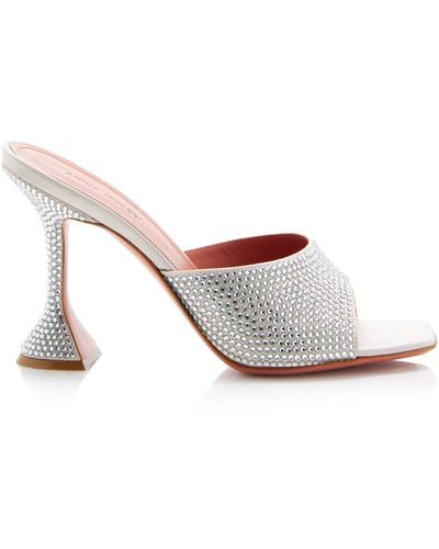 AMINA MUADDI Lupita Crystal-embellished Satin Sandals - Metallic