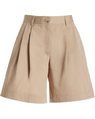 Totême Pleated Cotton-twill Shorts - Natural