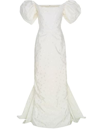 Zac Posen Puff-sleeve Taffeta Gown - White