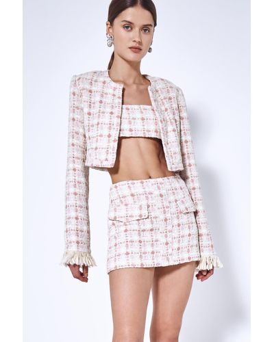 Alexis Gaiena Fringe-cuff Cropped Jacket - Pink