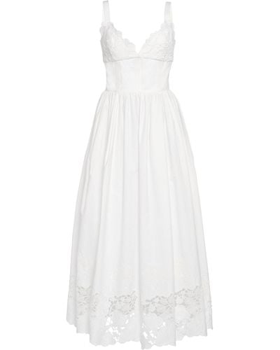 Elie Saab Embroidered Cotton Midi Dress - White