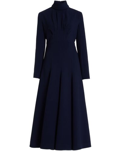 Emilia Wickstead Oakley Double-crepe Midi Dress - Blue