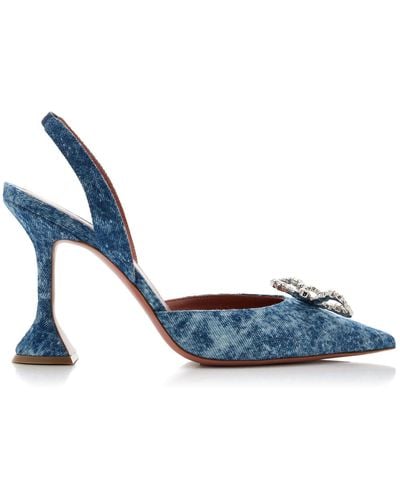 AMINA MUADDI Rosie Denim Slingback Court Shoes - Blue