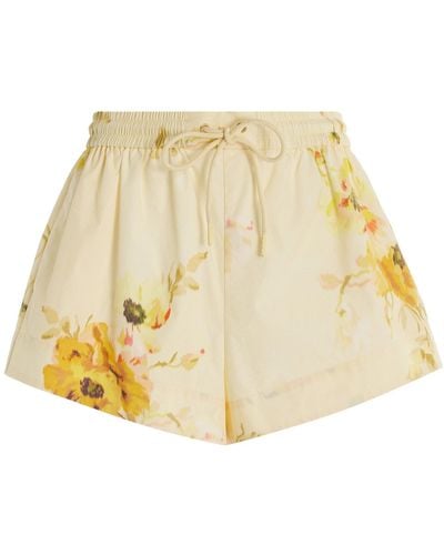 Zimmermann Lightburst Floral Cotton Shorts - Natural