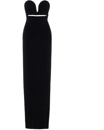 Alaïa Model Ribbed Wool-blend Maxi Dress - Black