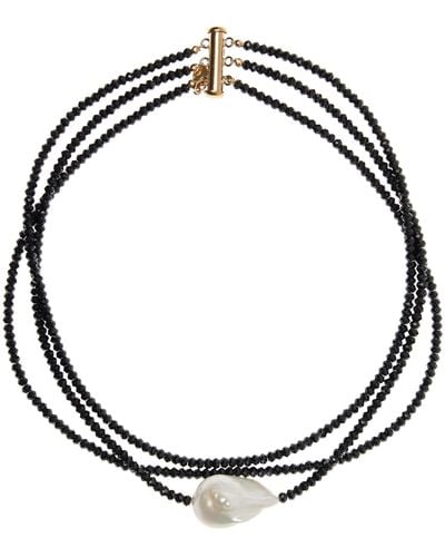 Joie DiGiovanni Pearl, Spinel Gold-filled Choker - Black