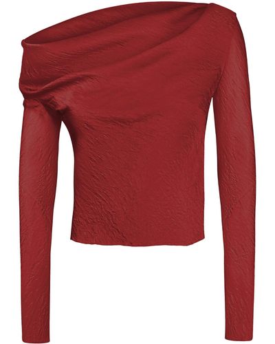 Anna October Novel Draped Cropped Top - Red
