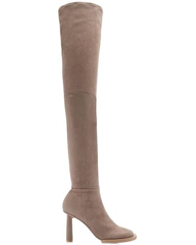 Jacquemus Les Carre Rond Asymmetric Suede Over-the-knee Boots - Natural