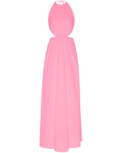 STAUD Apfel Cutout Cotton-blend Maxi Dress - Pink