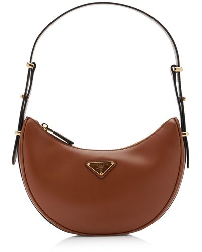Prada Arqué Leather Shoulder Bag - Brown