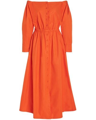 Altuzarra Zora Off-the-shoulder Cotton Midi Dress - Orange